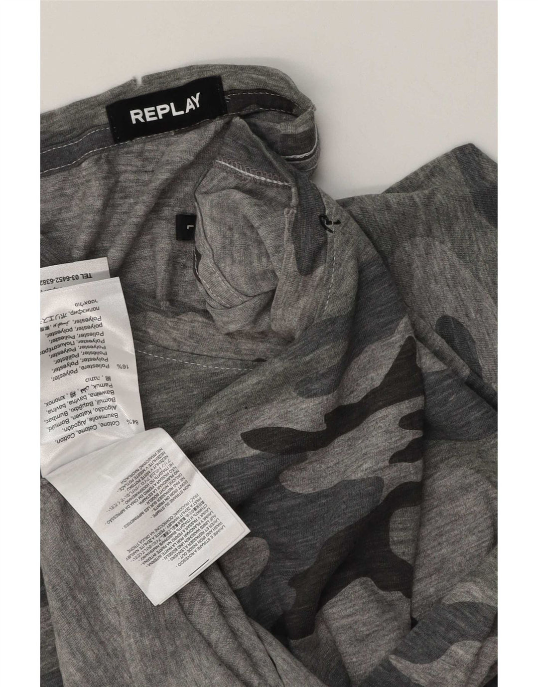 T-shirt da uomo Replay Top grande grigia mimetica