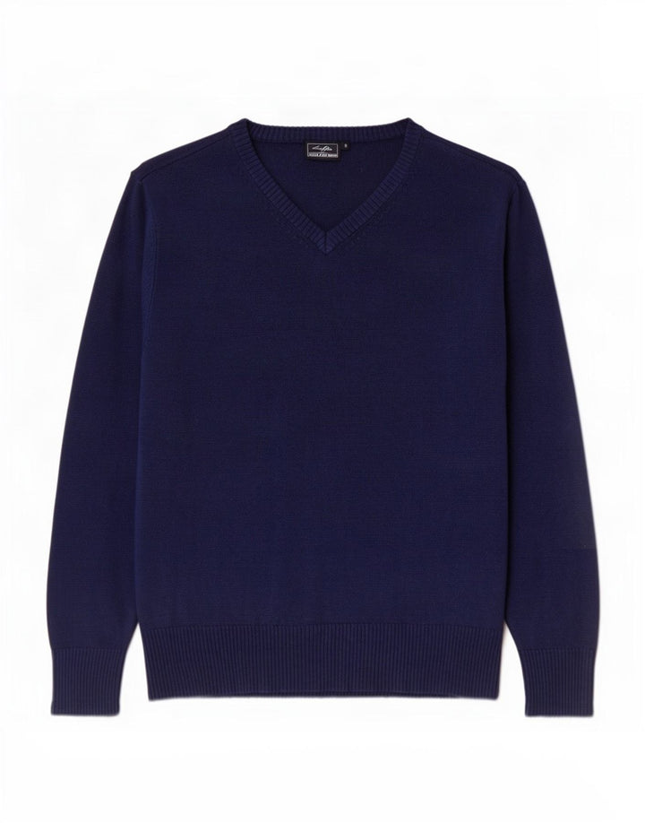 Maglione da uomo con scollo a V Lotto piccolo in acrilico blu navy