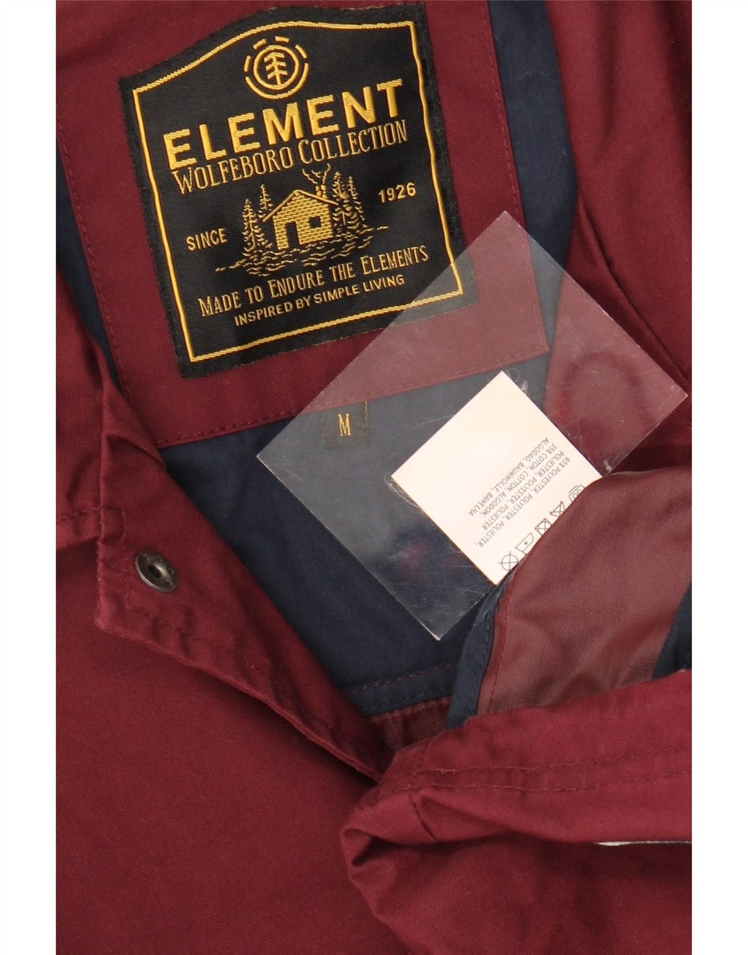 ELEMENT Mens Graphic Bomber Jacket UK 38 Medium Burgundy Polyester Vintage Element and Second-Hand Element from Messina Hembry 