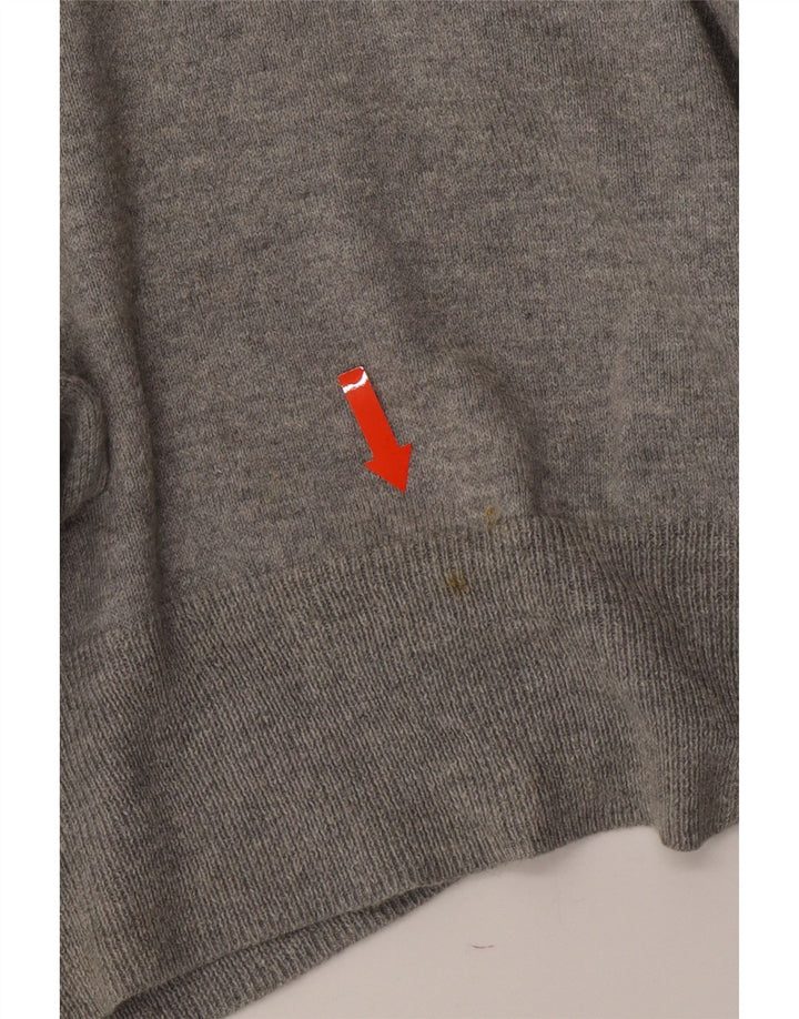 BEAR Mens V-Neck Jumper Sweater Large Grey Striped Cotton Vintage Bear and Second-Hand Bear from Messina Hembry 