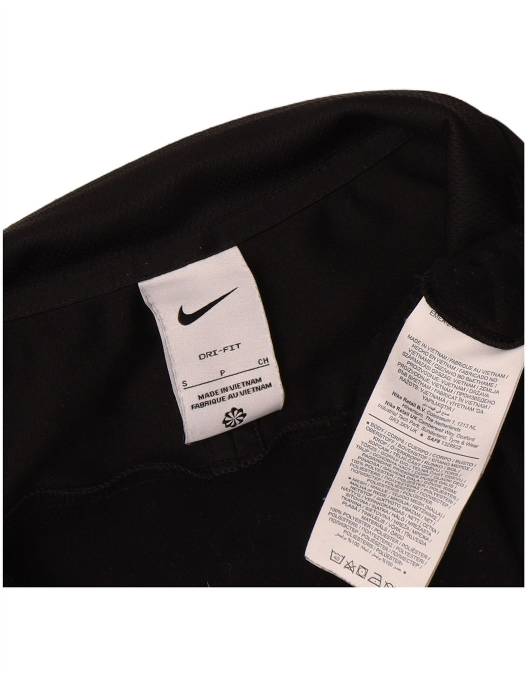 Top della tuta da ginnastica Nike Dri Fit con collo e zip da uomo, piccolo, color block nero