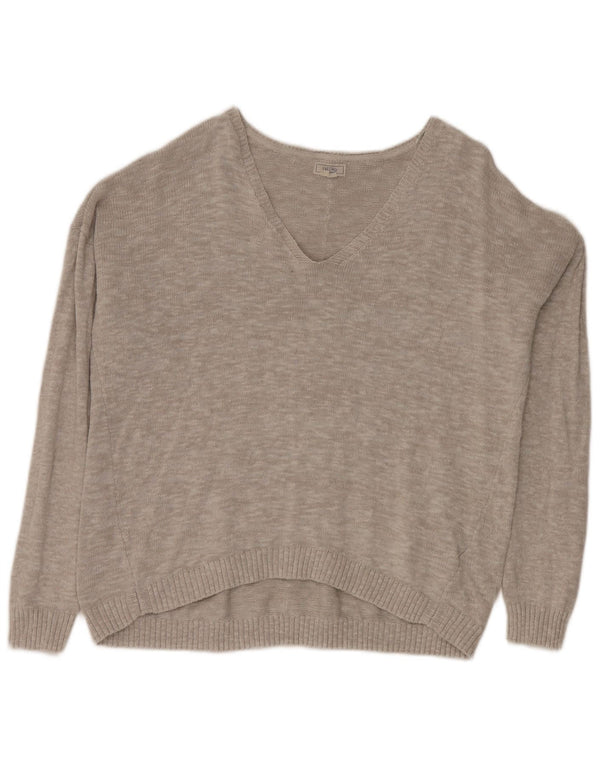 Maglione oversize da donna con scollo a V Fat Face UK 16 Grande cotone grigio