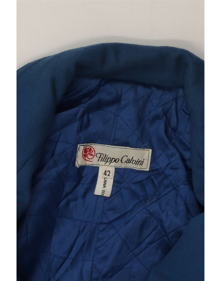 Giacca blazer oversize da donna vintage EU 42 grande lana blu