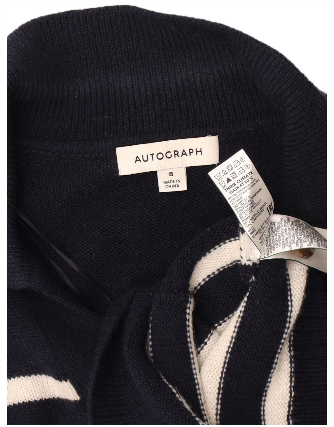 Maglione cardigan autografo da donna Marks & Spencer UK 8 piccolo blu navy