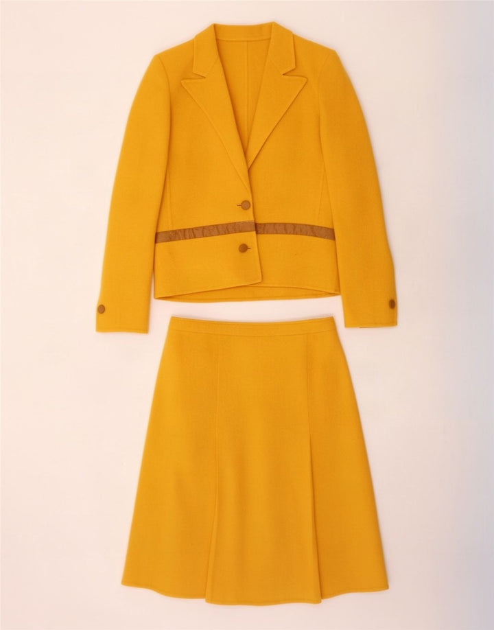 Set gonna vintage da donna a 2 bottoni IT 46 grande W30 lana gialla