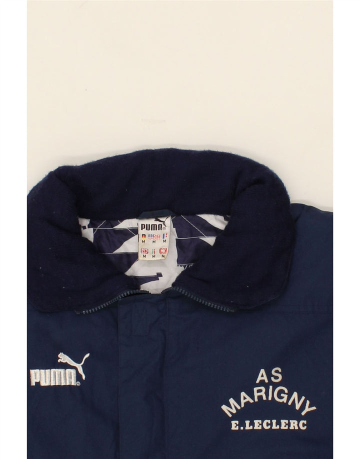 PUMA Mens Graphic Windbreaker Coat UK 38 Medium Navy Blue Polyester Vintage Puma and Second-Hand Puma from Messina Hembry 