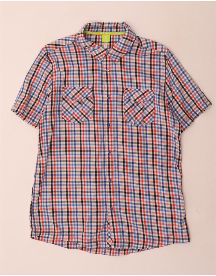 Camicia a maniche corte da uomo Adidas Neo Label grande in cotone a quadretti multicolore