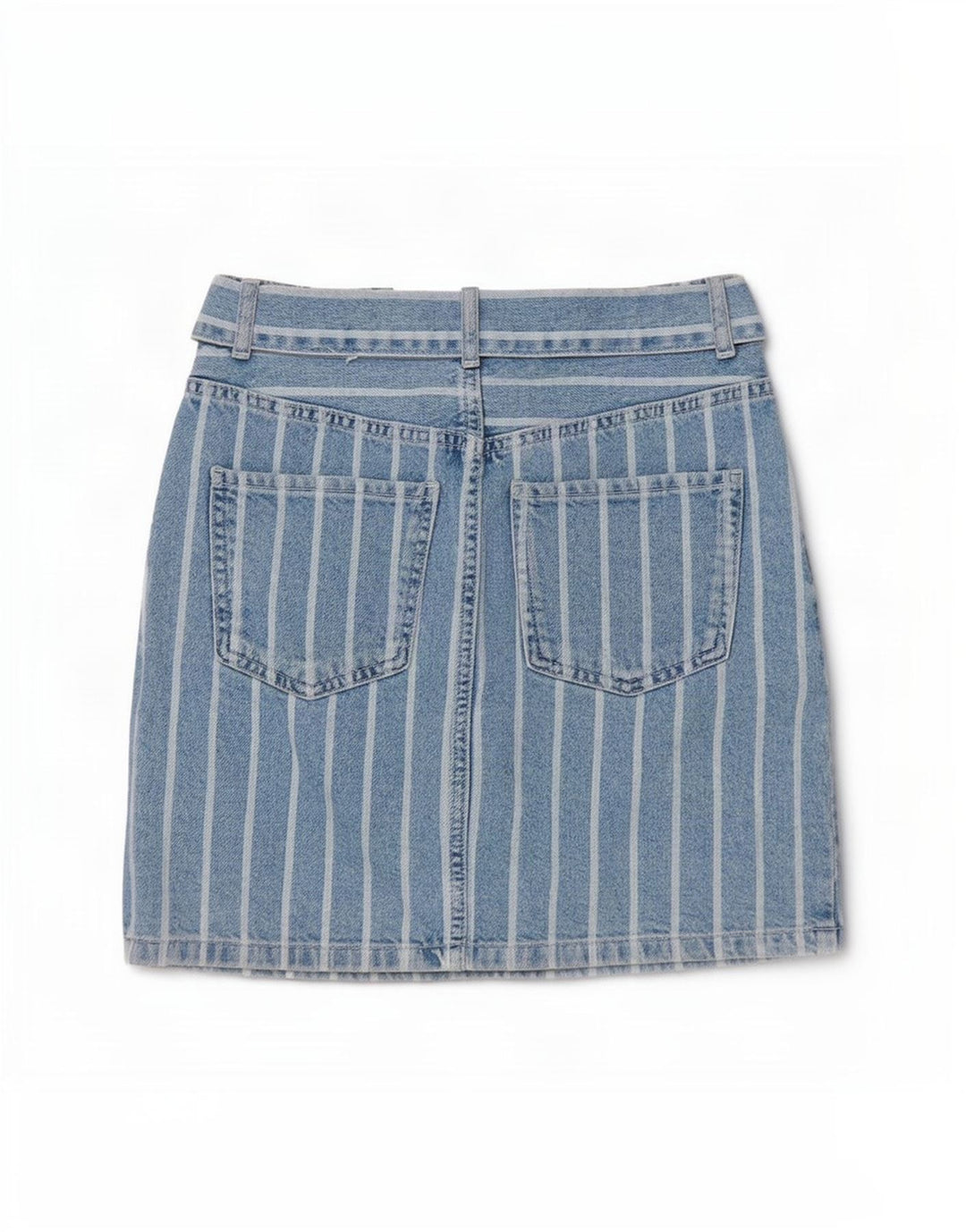 Gonna in denim da donna Benetton W26 piccola a righe blu