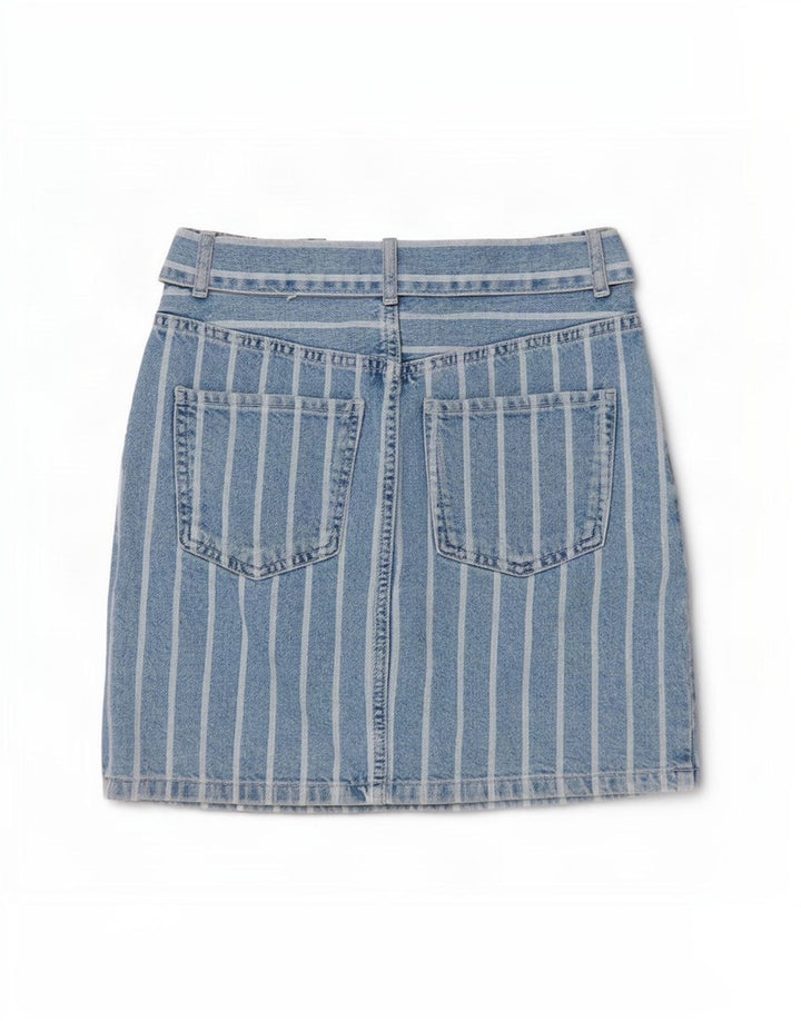 Gonna in denim da donna Benetton W26 piccola a righe blu