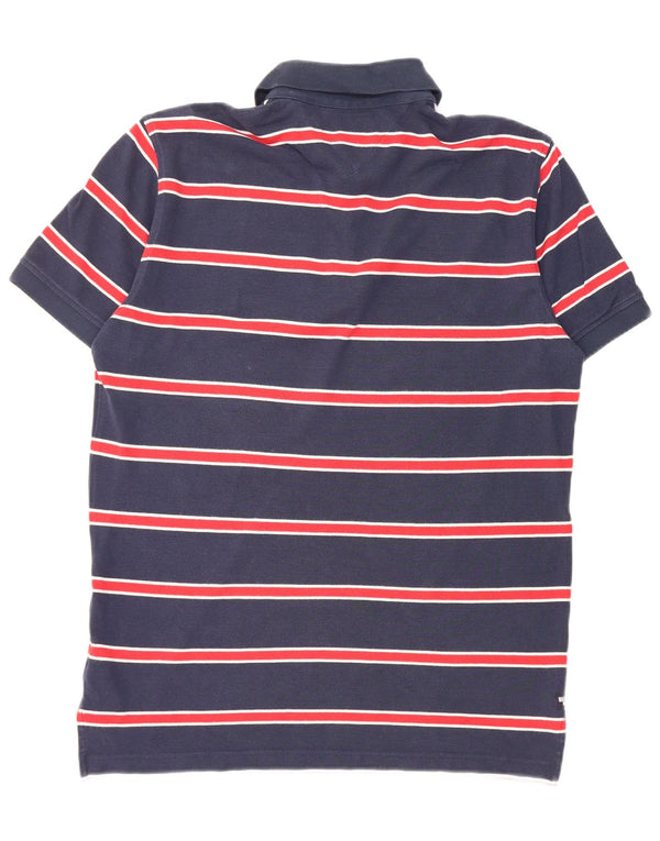 Polo da uomo a maniche corte Tommy Hilfiger a righe blu navy medie
