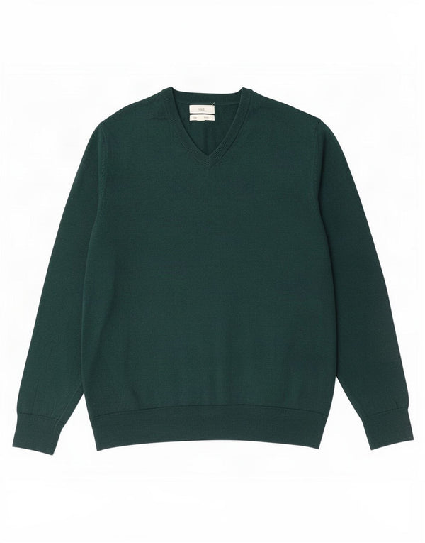 Maglione maglione con scollo a V da uomo Marks & Spencer XL cotone verde
