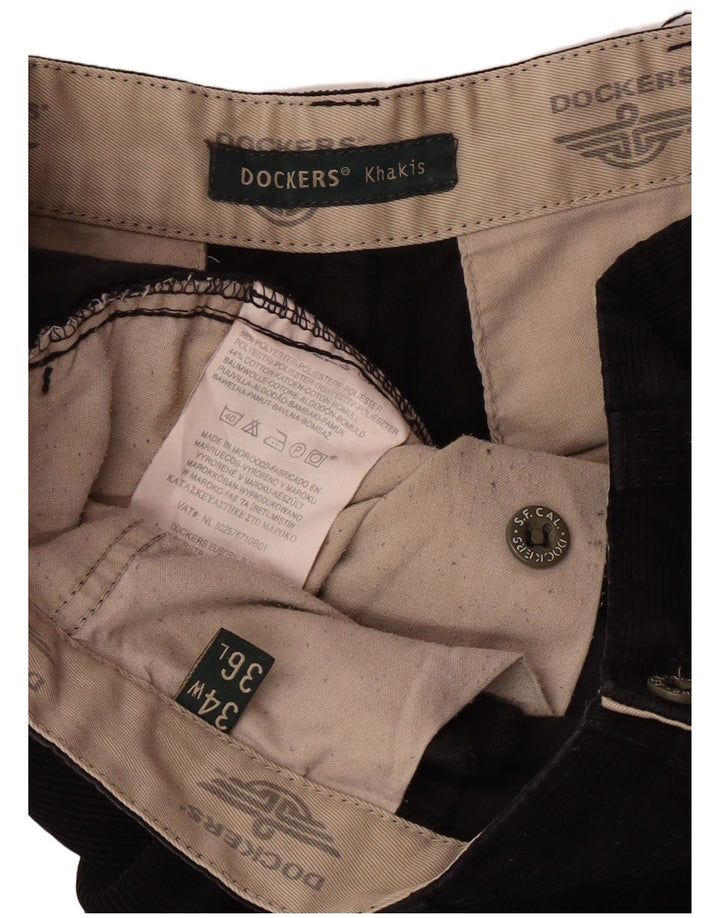Pantaloni dritti in velluto a coste kaki da uomo Dockers W34 L32 neri classici