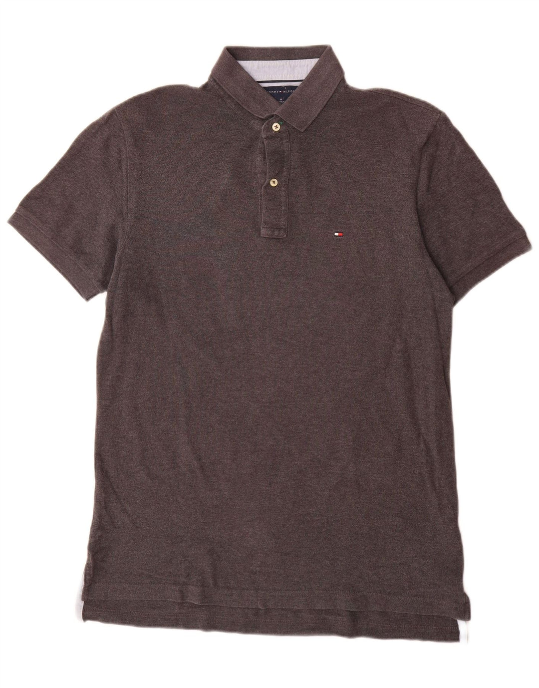 Polo da uomo Tommy Hilfiger in cotone grigio medio