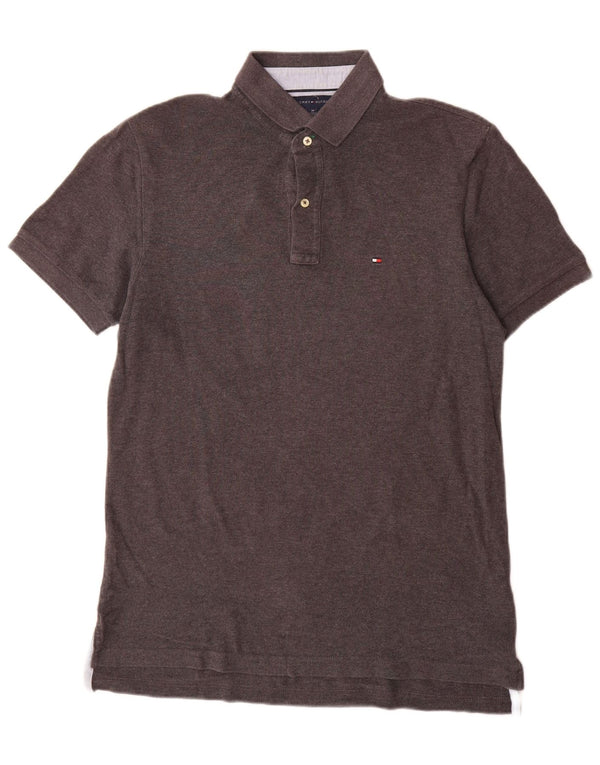 Polo da uomo Tommy Hilfiger in cotone grigio medio