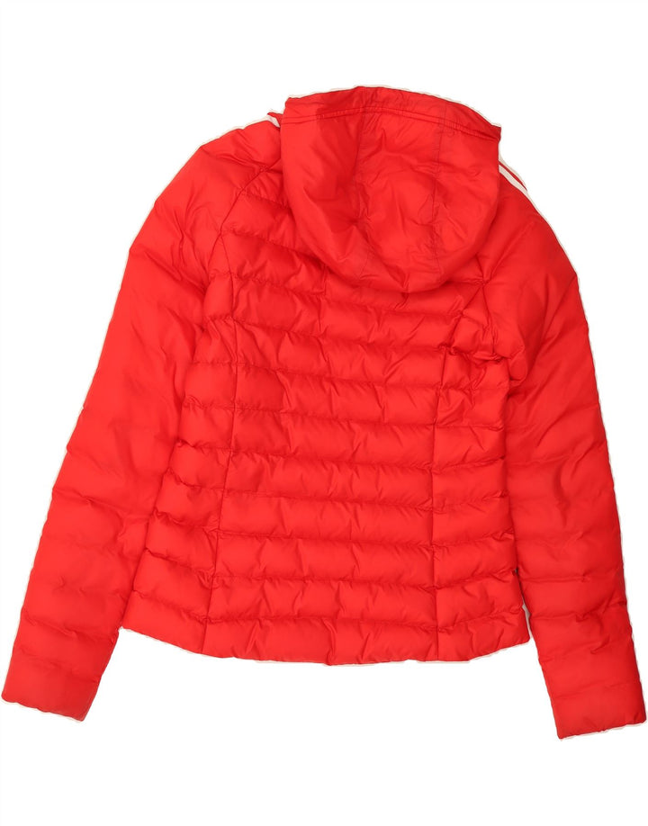 ADIDAS Womens Hooded Padded Jacket UK 10 Small Red Nylon Vintage Adidas and Second-Hand Adidas from Messina Hembry 