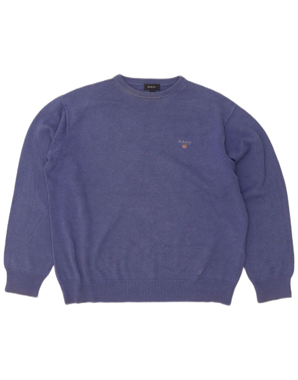 Maglione maglione girocollo da uomo Gant in cotone blu medio