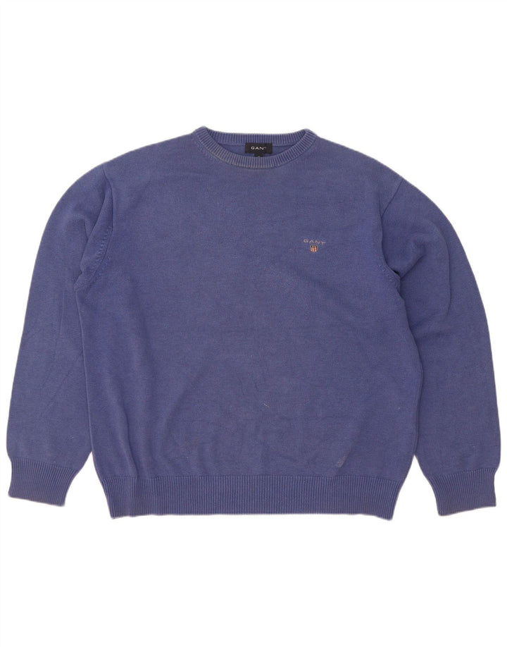 Maglione maglione girocollo da uomo Gant in cotone blu medio
