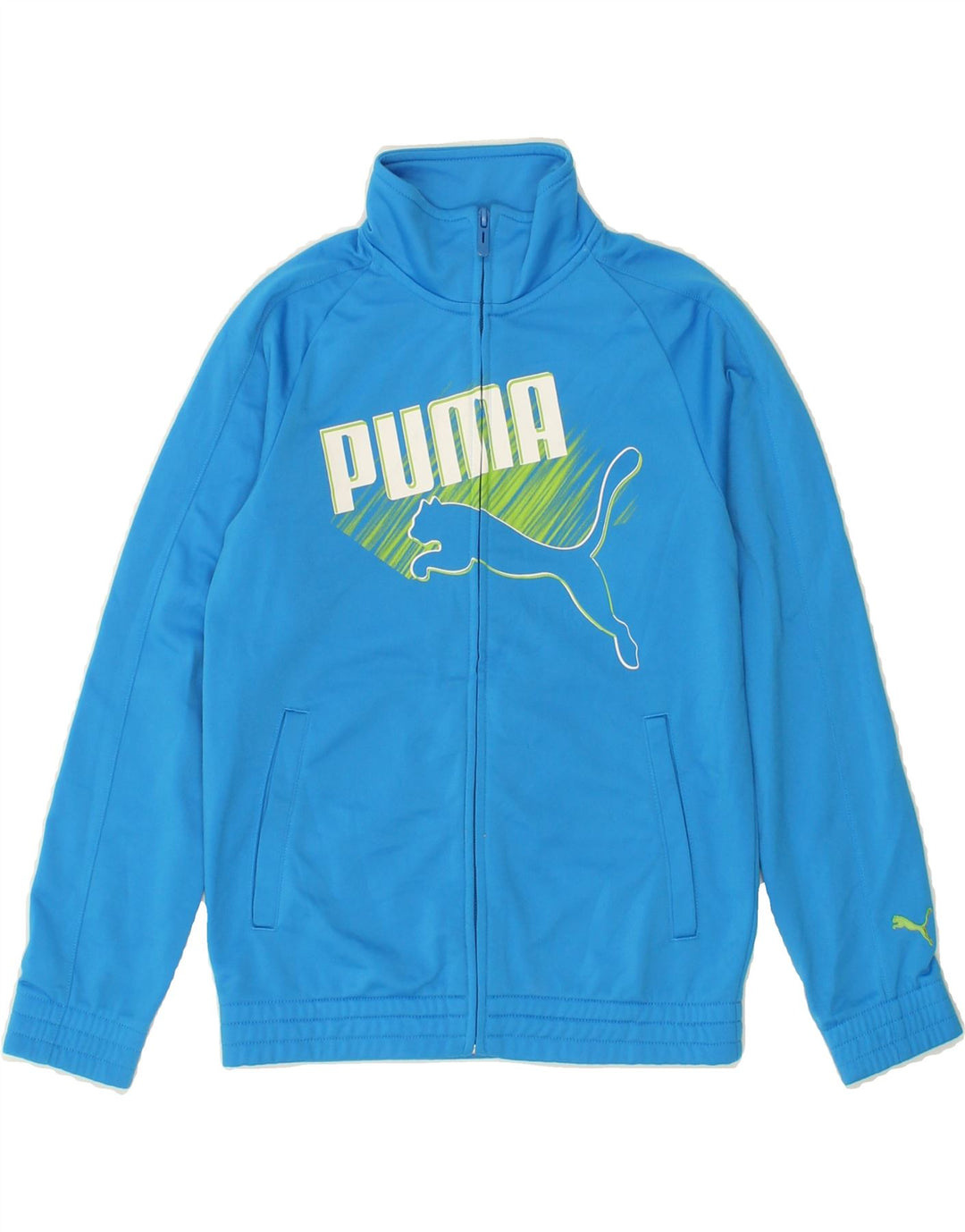 PUMA Boys Graphic Tracksuit Top Jacket 9-10 Years Medium  Blue Polyester Vintage Puma and Second-Hand Puma from Messina Hembry 