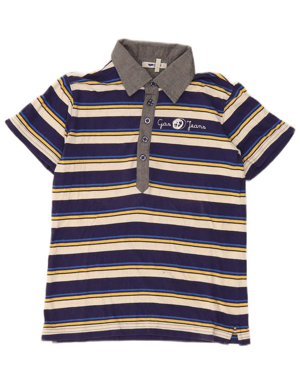 Polo grafica da ragazzo Gas 7-8 anni in cotone a righe blu navy