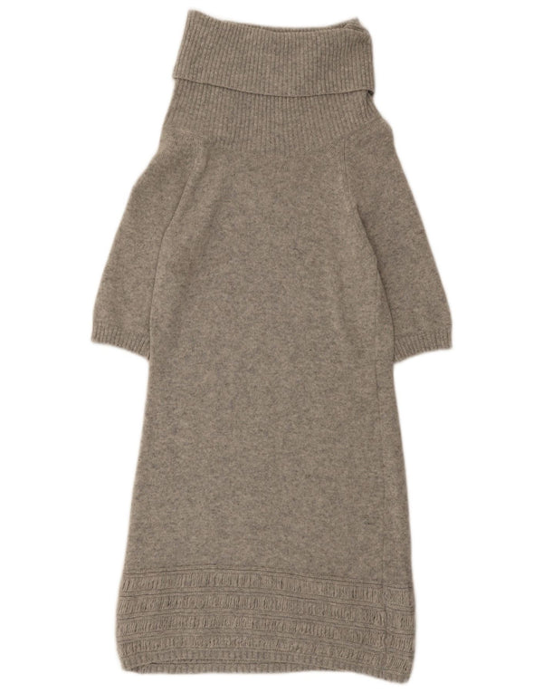 Abito maglione da donna Benetton con collo alto e maniche a 3/4 UK 10 Piccolo grigio chiazzato