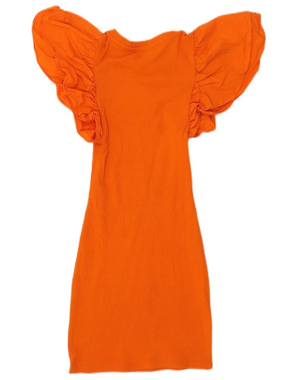 Abito T-shirt Zara da donna UK 8 piccolo in cotone arancione