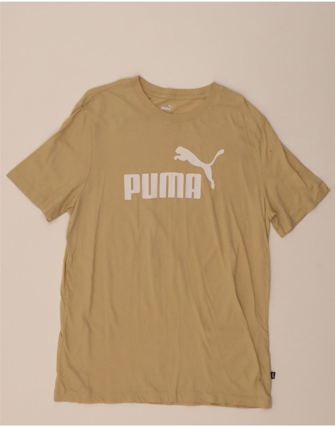 PUMA Mens Graphic T-Shirt Top Large Beige Cotton Vintage Puma and Second-Hand Puma from Messina Hembry 