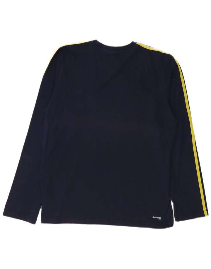 Adidas Climalite Graphic Top da uomo a maniche lunghe in cotone blu navy medio