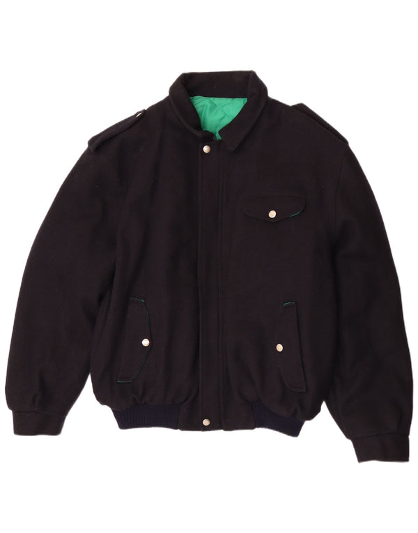 Giubbotto bomber militare vintage da uomo UK 40 grande blu navy