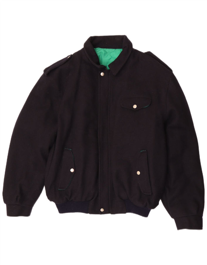 Giubbotto bomber militare vintage da uomo UK 40 grande blu navy