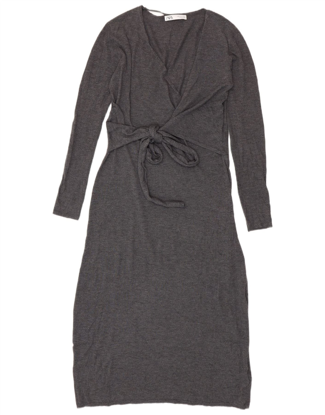 Abito maglione a maniche lunghe da donna Zara UK 10 piccolo poliestere grigio