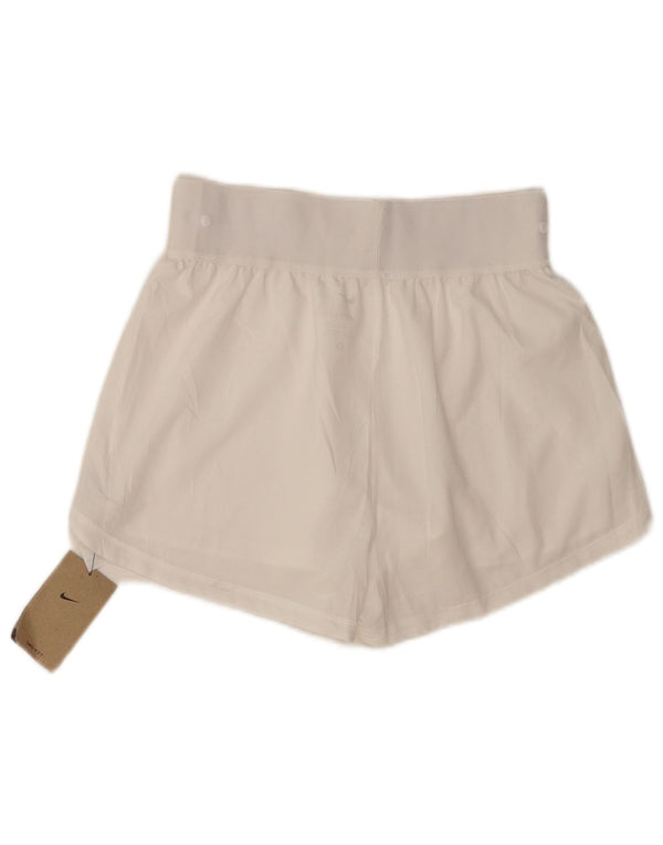 Nike Womens Dri Fit High Waist Sport Shorts UK 8 Small White Polyester