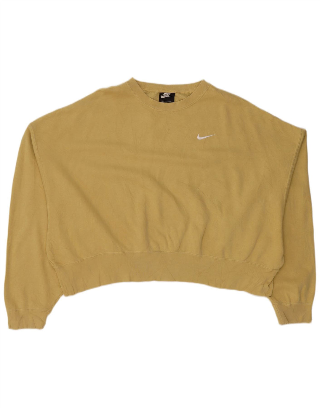 NIKE Felpa corta oversize da donna, maglione UK 14, cotone kaki medio