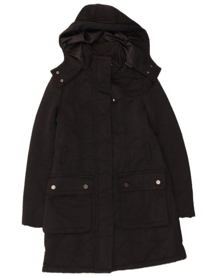 Giacca Parka con cappuccio da donna Zara UK 12 media nera