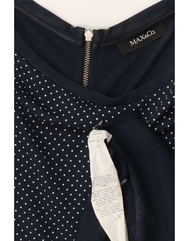 Abito a trapezio senza maniche da donna Max & Co. UK 12 medio blu navy maculato