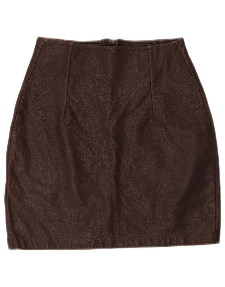 Minigonna in pelle da donna VINTAGE W26 piccola marrone