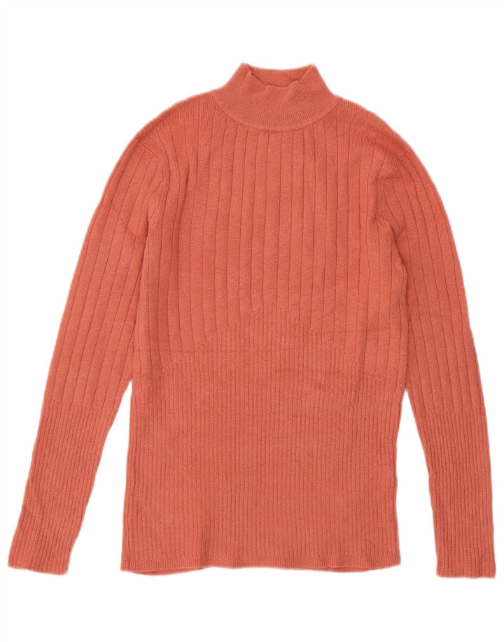 MARKS & SPENCER Womens Turtle Neck Jumper Sweater UK 8 Small Pink Viscose