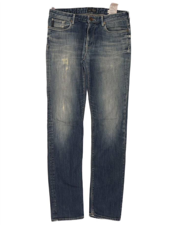 Jeans slim effetto consumato aderenti da donna Armani W32 L32 cotone blu