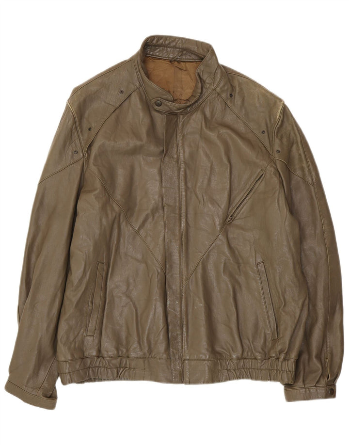 Giacca in pelle da uomo VINTAGE IT 56 3XL Pelle marrone