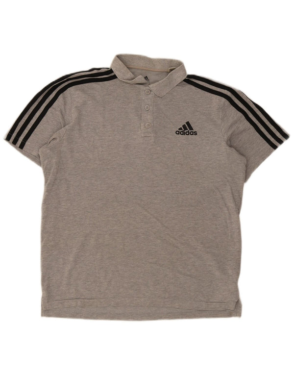 Adidas Mens Polo Shirt Small Grey Flecked Cotton