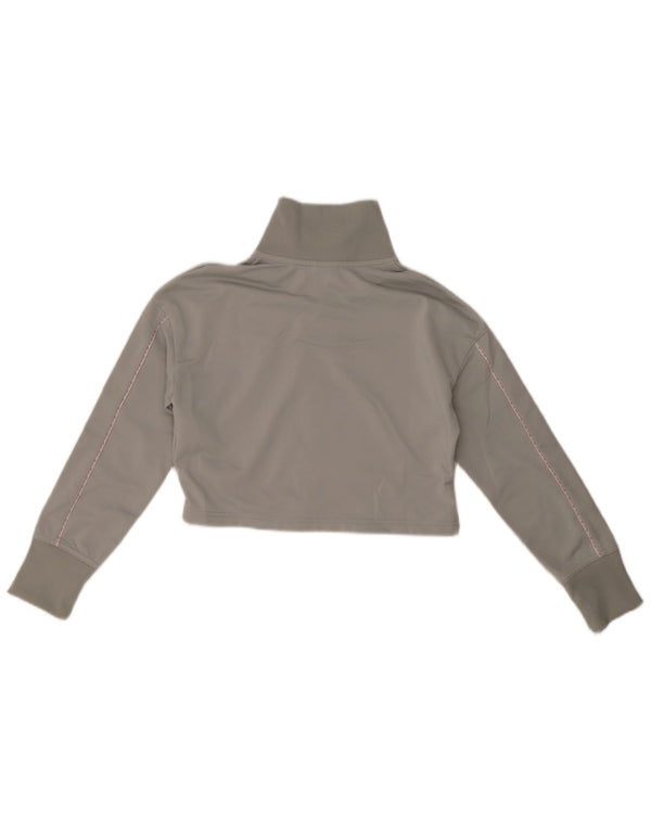 Nike Girls Crop Tracksuit Top Jacket 12-13 Years Large Grey Polyester