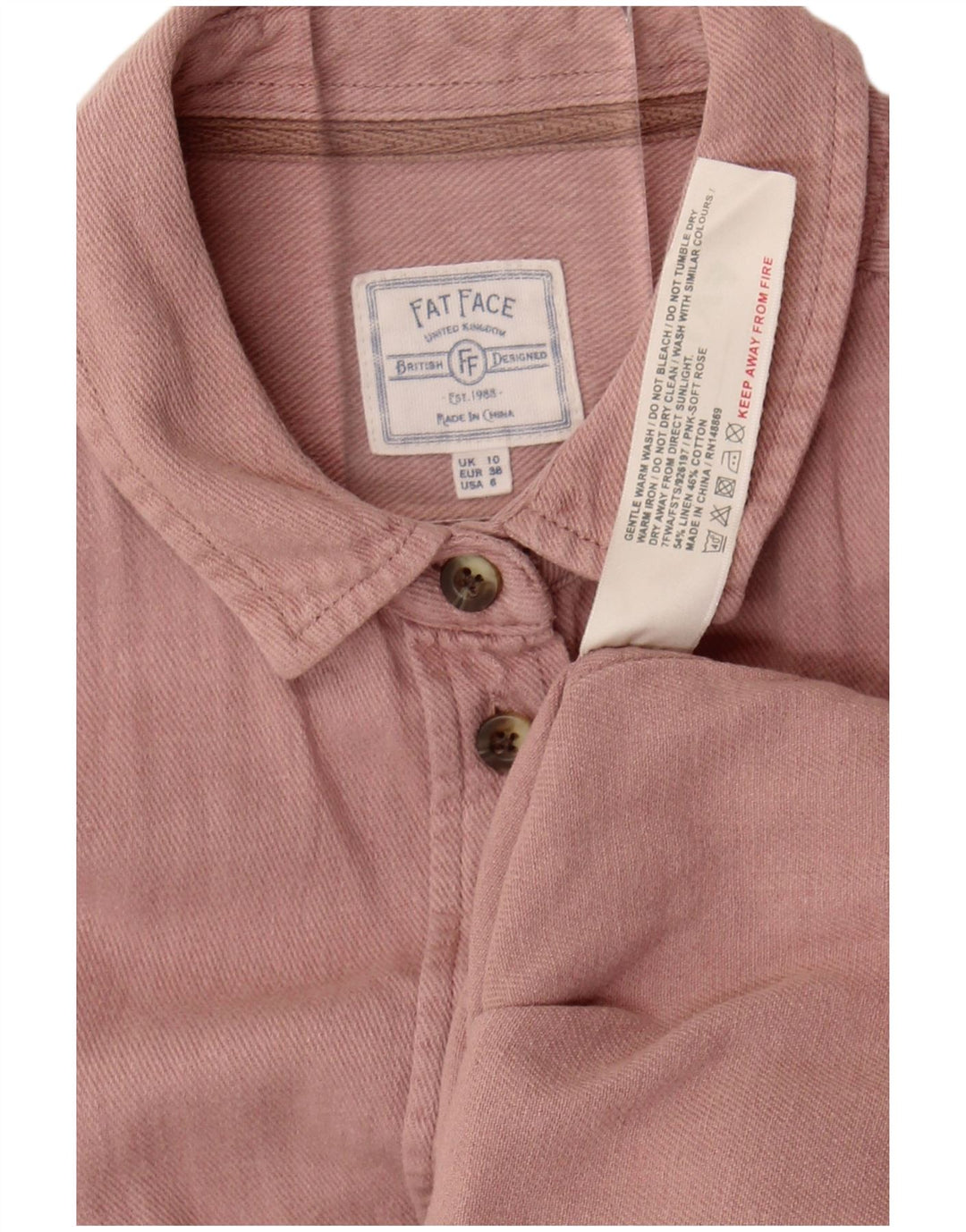 Camicia a maniche lunghe da donna Fat Face UK 10 Piccolo lino rosa