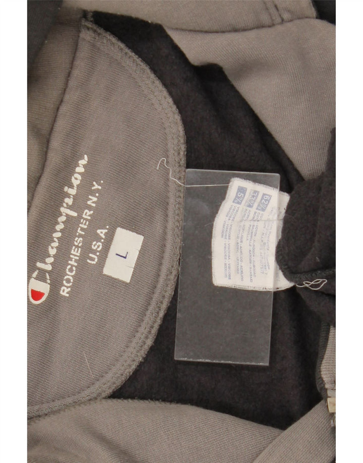 Maglione con cappuccio e zip da uomo Champion di grandi dimensioni in cotone grigio