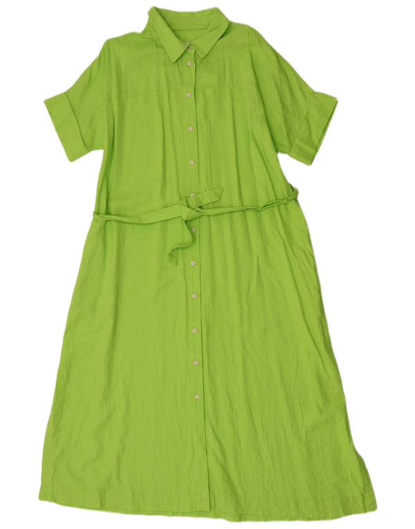 Abito maxi camicia a maniche corte da donna Marks & Spencer UK 14 Verde medio