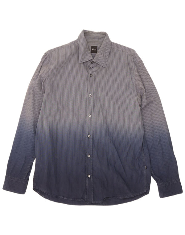 Camicia da uomo Hugo Boss Large in cotone tie-dye blu