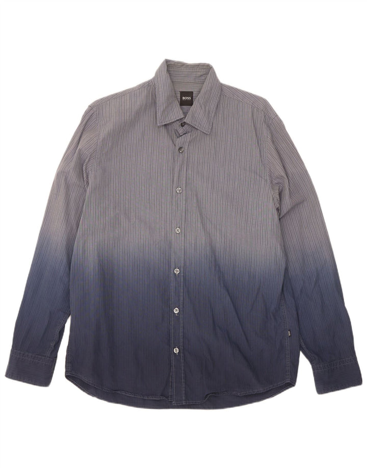 Camicia da uomo Hugo Boss Large in cotone tie-dye blu