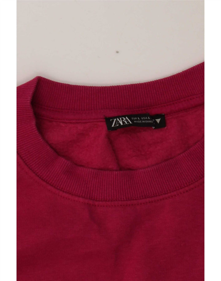 Felpa corta da donna Zara, maglione UK 16 grande rosa