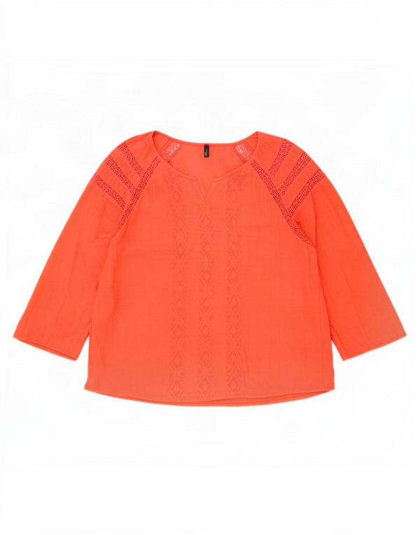Camicetta da donna con maniche a 3/4 Benetton Top UK 10 Small Arancione geometrico