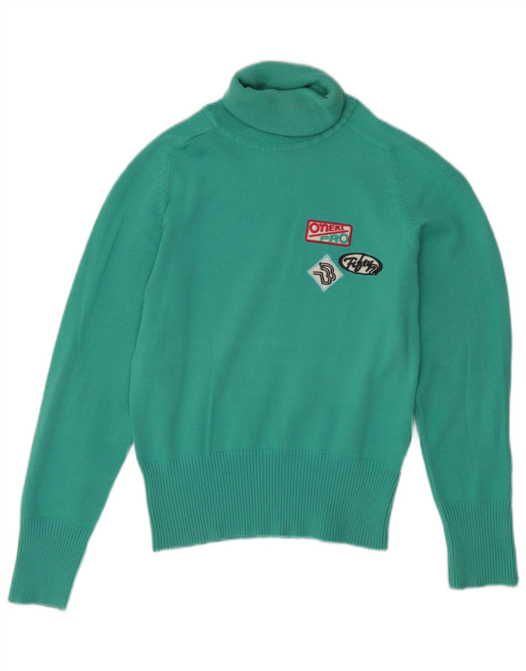 Maglione maglione a collo alto da donna O'Neill UK 8 piccolo cotone verde