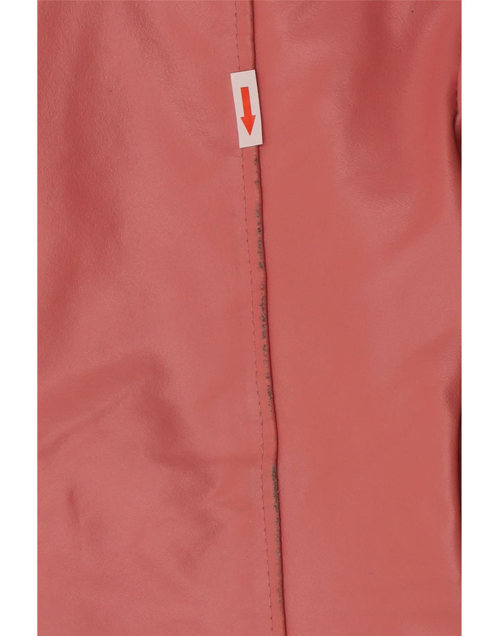 Giacca in pelle vintage da donna UK 14 grande rosa