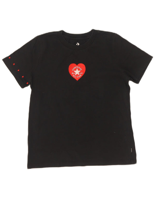 T-shirt grafica da donna Converse Top UK 10 piccola in cotone nero
